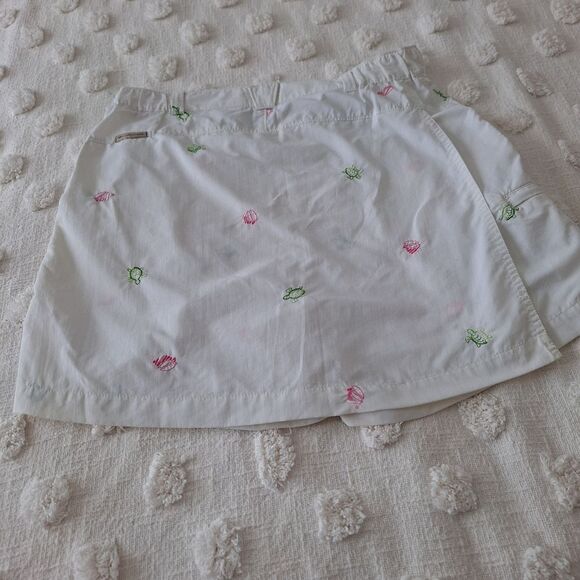 Columbia M white skort faux wrap skirt, shells enbroidery - Picture 4 of 9